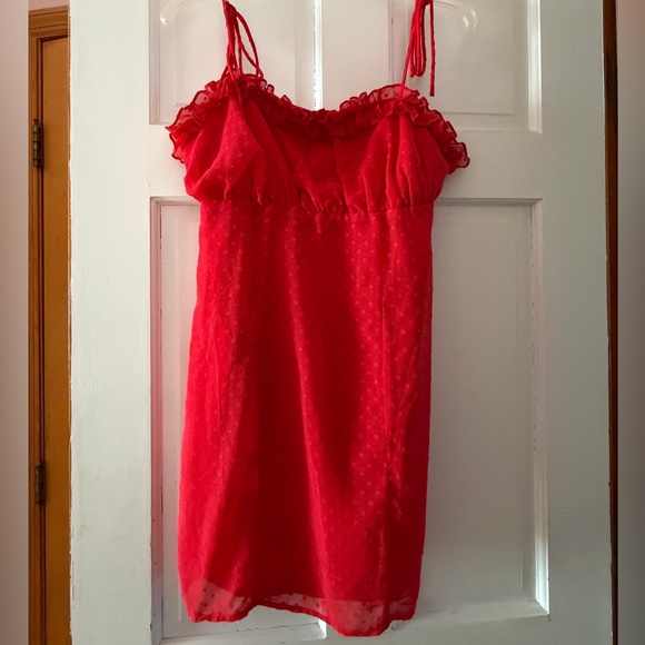 Red Ruffled Mini Dress - Picture 4 of 4